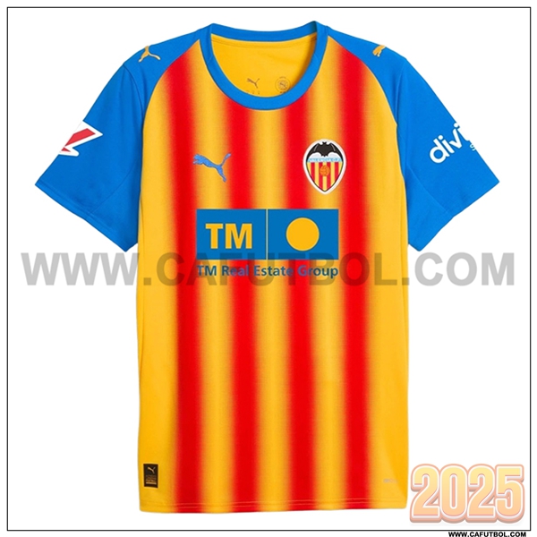 Nuevo Camiseta de Valencia CF Tercero Rojo/AMARILLO Azul 2025 2026