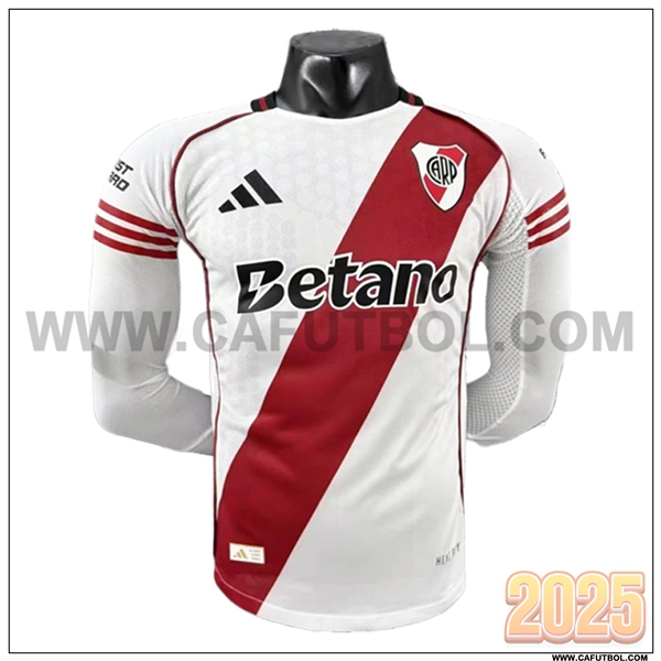 Primera Camiseta Futbol River Plate Mangas largas Blanco/Rojo 2025 2026