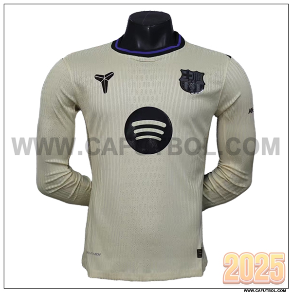 Segunda Camiseta Futbol FC Barcelona Mangas largas Beige 2025 2026