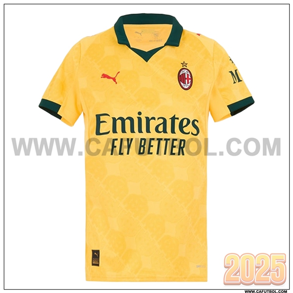 Nuevo Camiseta de AC Milan Tercero Mujer AMARILLO 2025 2026