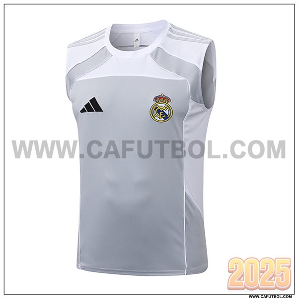 Camiseta Entrenamiento sin mangas Real Madrid Gris/Blanco 2025 2026