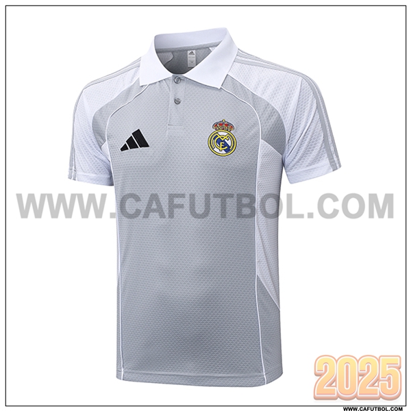 Camiseta Polo Real Madrid Gris/Blanco 2025 2026