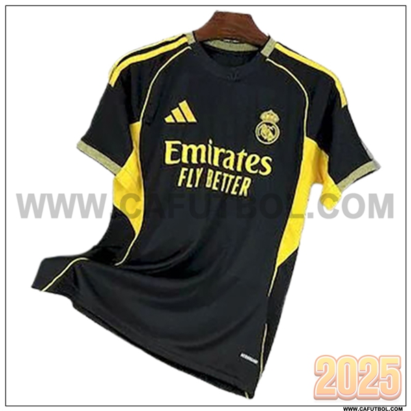 Camiseta Entrenamiento Real Madrid Negro/Amarillo 2025 2026