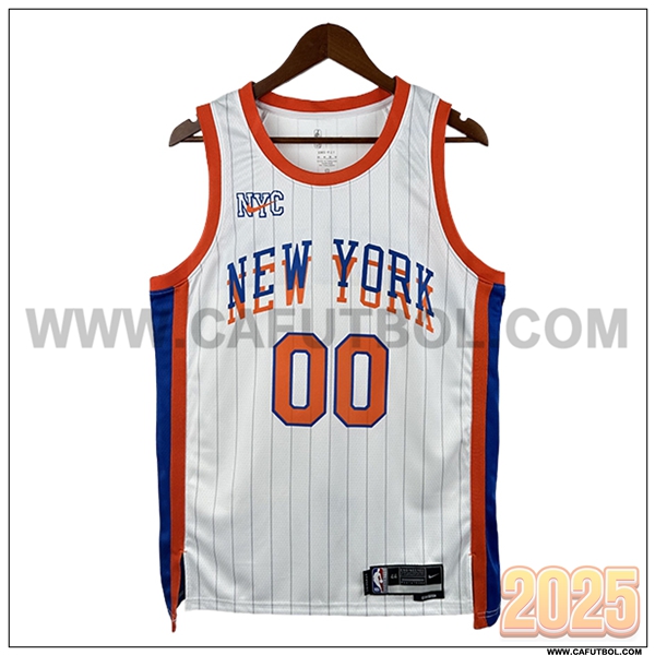 Camisetas NBA New York Knicks (CLARKSON #00) 2025/26 Blanco/Naranja/Azul