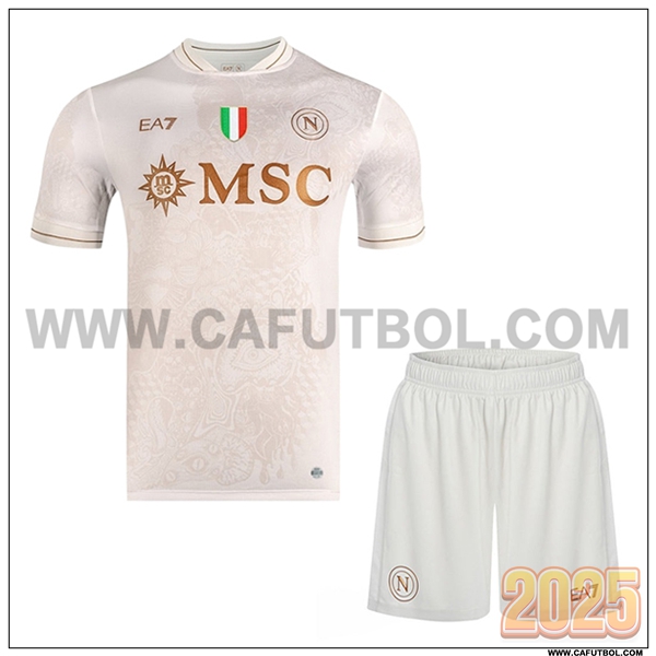Segunda Camiseta Futbol SSC Napoles + Pantalones Blanco 2025 2026