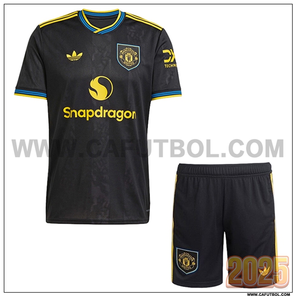 Tercero Camiseta Futbol Manchester United + Pantalones Negro 2025 2026