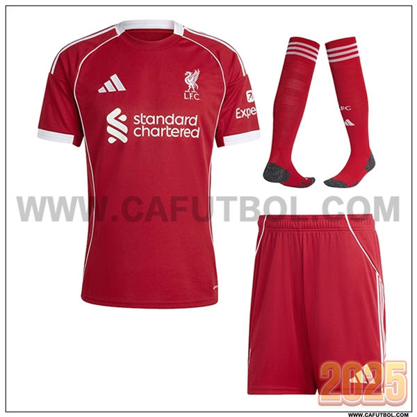 Primera Camiseta Futbol FC Liverpool (Pantalones + Calcetines) Rojo 2025 2026