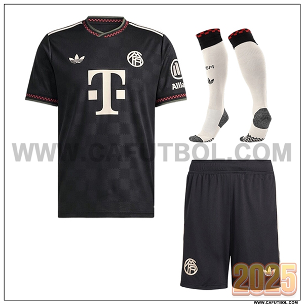 Camiseta Futbol Bayern Munich Liga de Campeones (Pantalones + Calcetines) 2025 2026 Negro