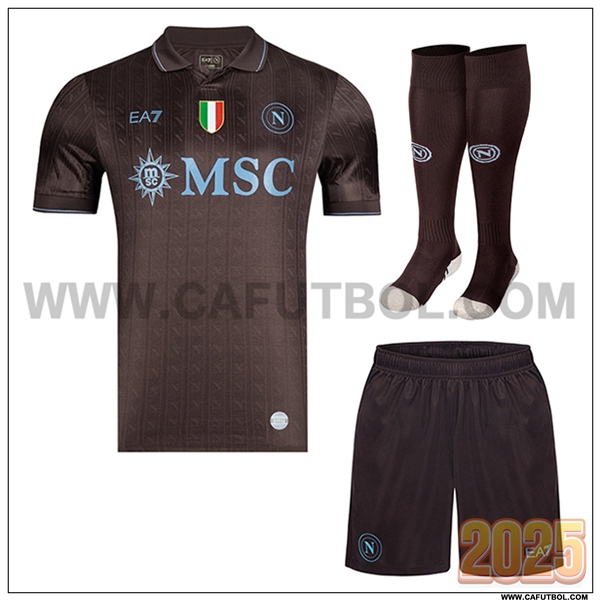 Tercero Camiseta Futbol SSC Napoles (Pantalones + Calcetines) Marron 2025 2026