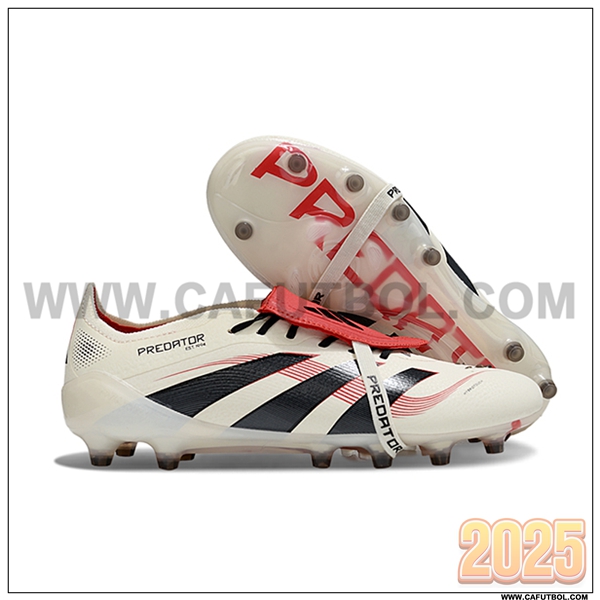 Adidas Botas De Fútbol 25 Predator Elite Tongue AG Beige/Negro/Rojo