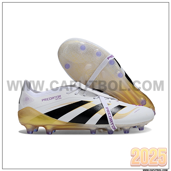 Adidas Botas De Fútbol 25 Predator Elite Tongue AG Blanco/Negro/Amarillo