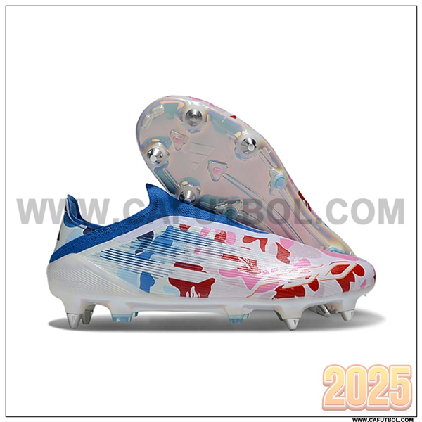 Adidas Botas De Fútbol F50 Elite Laceless SG Blanco/Azul/Rosa