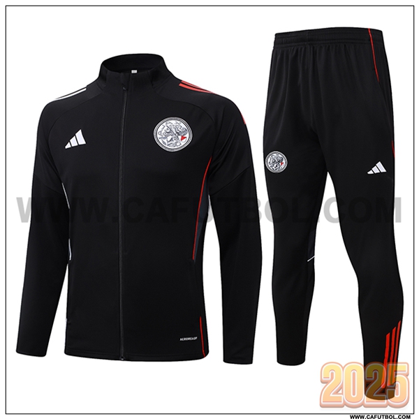 Chandal Chaquetas Futbol Ajax Negro/Rojo 2025 2026