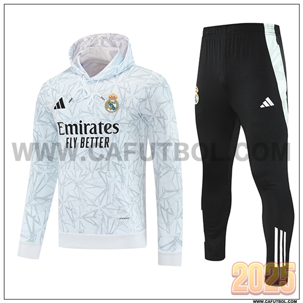 Chaqueta Con Capucha Chandal Real Madrid Blanco/Gris 2025 2026