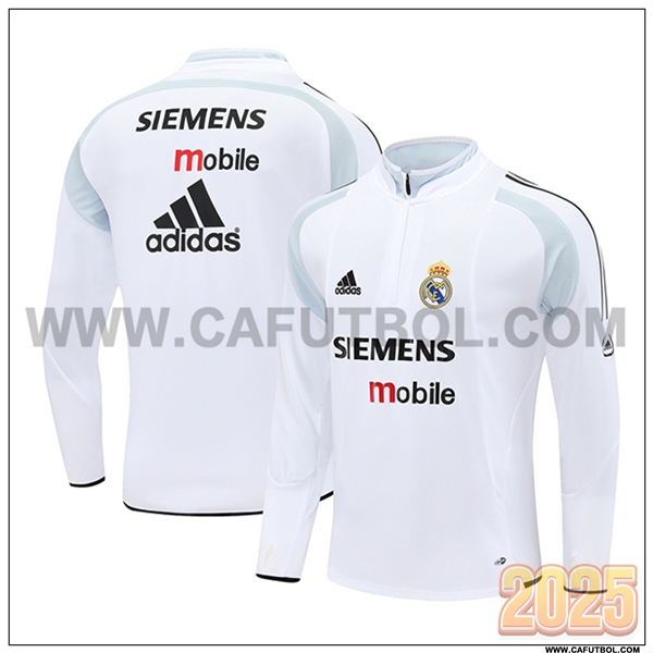 Chandal de Futbol Real Madrid Blanco/Negro/Gris 2025 2026