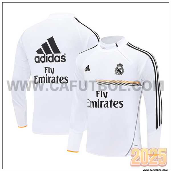 Chandal de Futbol Real Madrid Blanco/Negro/Naranja 2025 2026