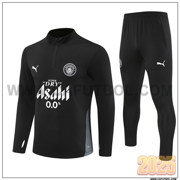 Chandal de Futbol Manchester City Negro/Gris/Blanco 2025 2026