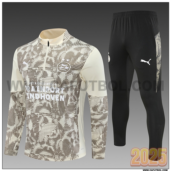 Chandal de Futbol PSV Eindhoven Ninos Beige/Marrón 2025 2026