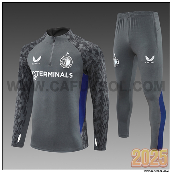 Chandal de Futbol Feyenoord Ninos Gris/Azul 2025 2026