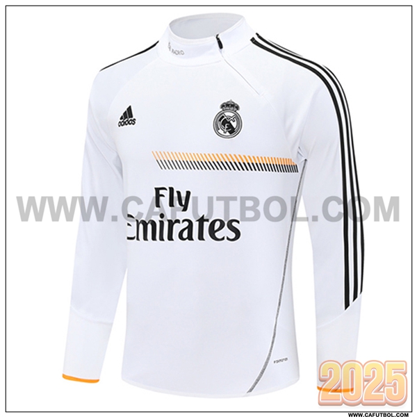 Sudadera Entrenamiento Real Madrid Blanco/Negro/Naranja 2025 2026