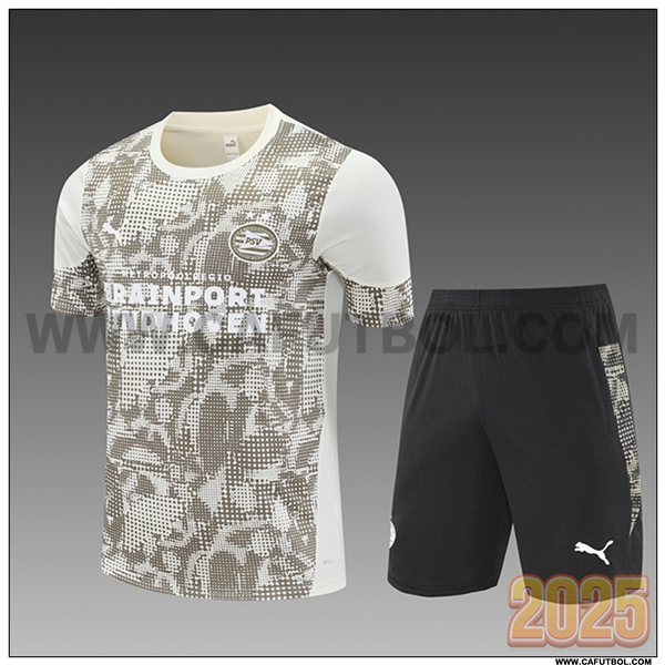 Camiseta Entrenamiento PSV Eindhoven Ninos Beige/Marrón 2025 2026