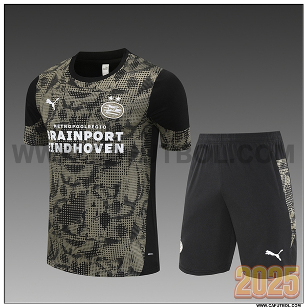 Camiseta Entrenamiento PSV Eindhoven Ninos Marrón/Negro 2025 2026