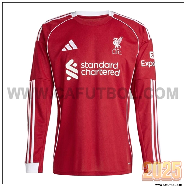 Nuevo Camiseta de FC Liverpool Primera Mangas largas Rojo 2025 2026