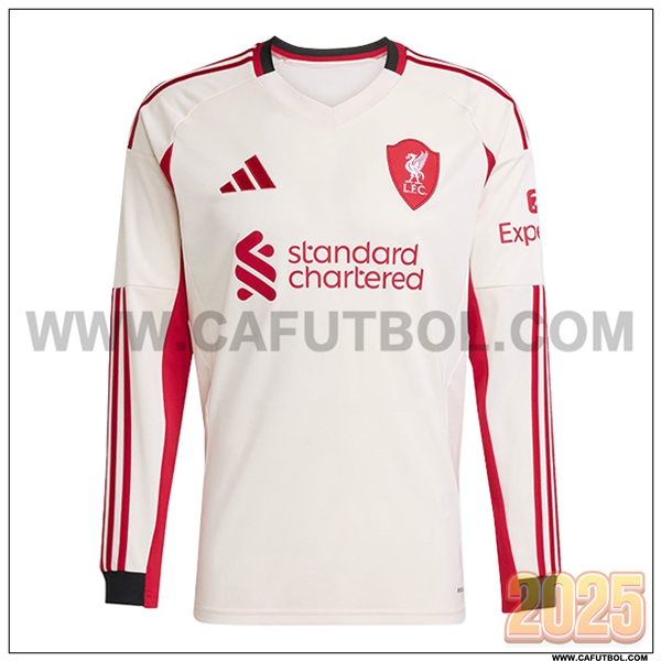 Nuevo Camiseta de FC Liverpool Segunda Mangas largas Blanco 2025 2026