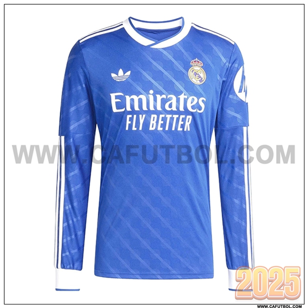 Nuevo Camiseta de Real Madrid Tercero Mangas largas Azul 2025 2026