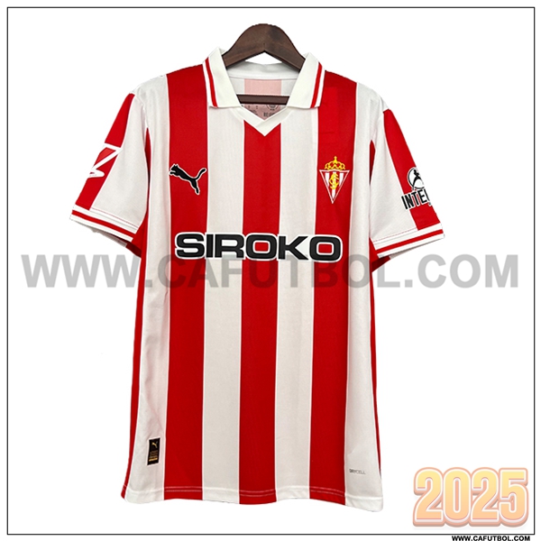 Tercero Camiseta Futbol Sporting Gijon Blanco/Rojo 2025 2026