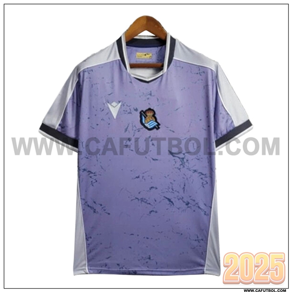 Segunda Camiseta Futbol Real Sociedad Blanco/Pourpre 2025 2026