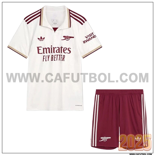 Nuevo Camiseta de Arsenal Tercero Ninos 2025 2026 Blanco