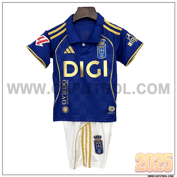 Nuevo Camiseta de Real Oviedo Primera Ninos 2025 2026 Azul