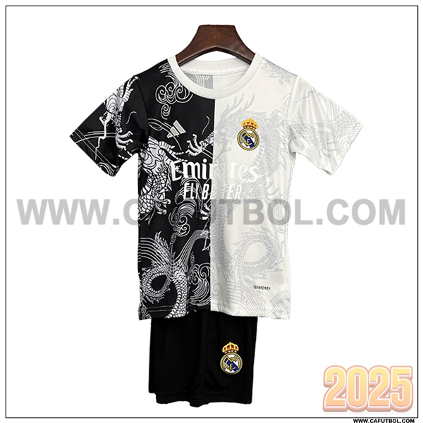 Camiseta Futbol Real Madrid Ninos Edicion especial 2025 2026 Negro/Blanco