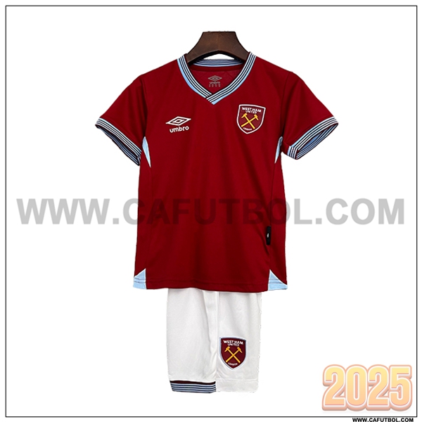 Nuevo Camiseta de West Ham Primera Ninos 2025 2026 Rojo