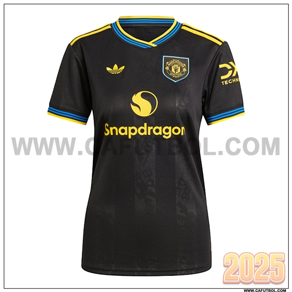 Nuevo Camiseta de Manchester United Tercero Mujer 2025 2026 Negro
