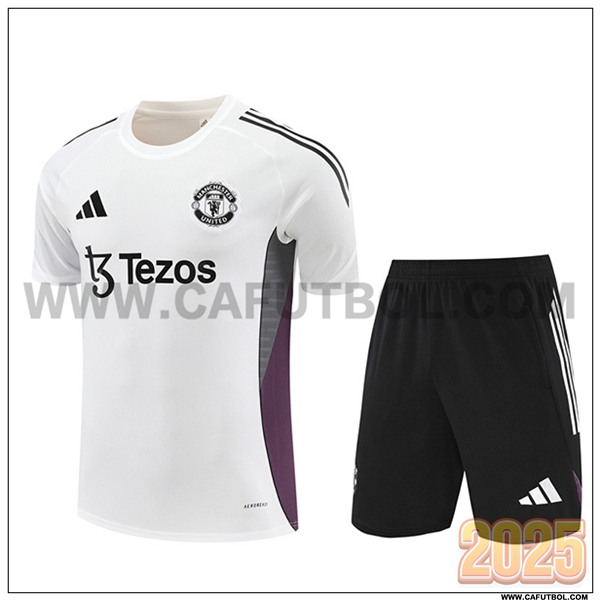 Camiseta Entrenamiento Manchester United Blanco/Gris/Violeta 2025 2026