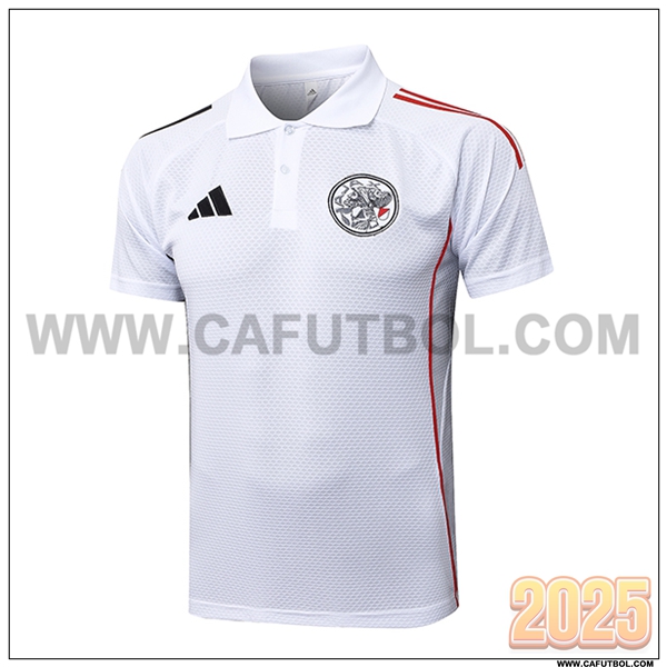 Camiseta Polo Ajax Blanco/Rojo/Negro 2025/202