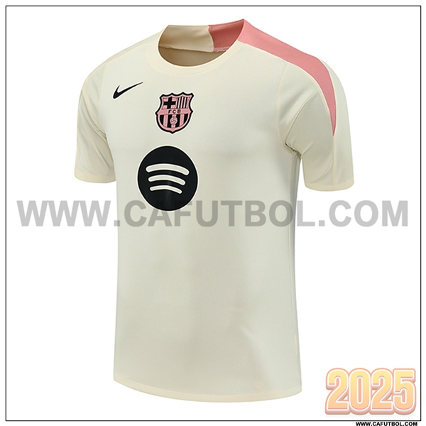 Camiseta Entrenamiento FC Barcelona Beige/Rosa 2025 2026