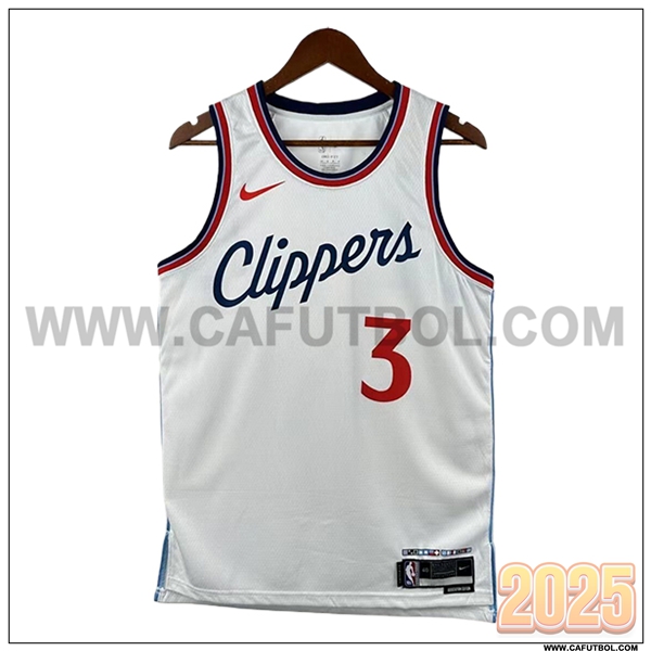 Camisetas De Futbol Los Angeles Clippers (PAUL #3) 2025/26 Blanco/Rojo