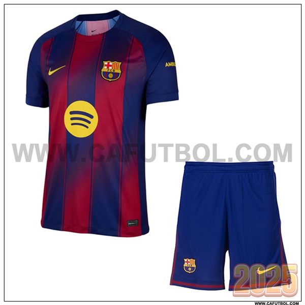 Primera Camiseta Futbol FC Barcelona + Pantalones Rojo/Azul 2025 2026