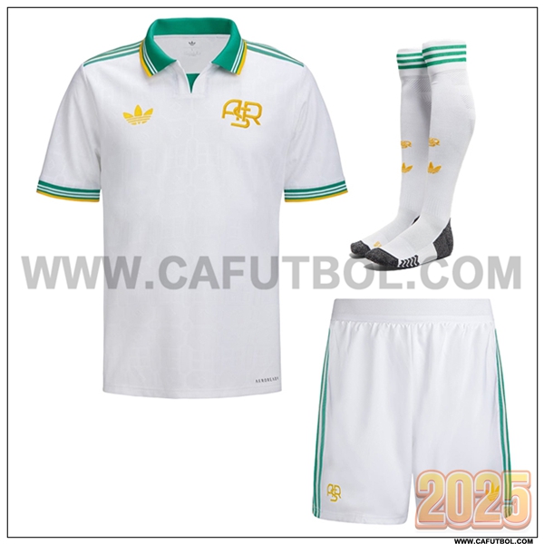 Tercero Camiseta Futbol AS Roma (Pantalones + Calcetines) Blanco 2025 2026