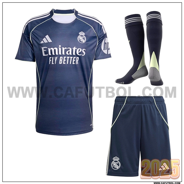 Segunda Camiseta Futbol Real Madrid (Pantalones + Calcetines) Negro 2025 2026