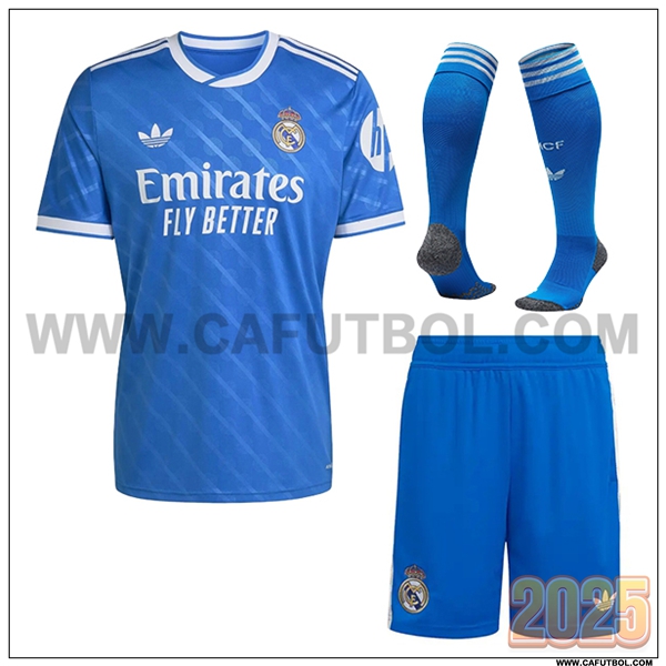 Tercero Camiseta Futbol Real Madrid (Pantalones + Calcetines) Azul 2025 2026
