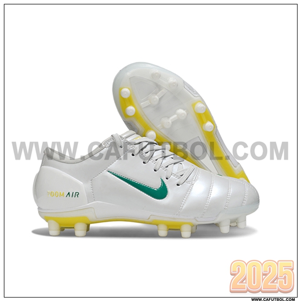 Nike Botas De Fútbol T90 FG Gris/Verde/Amarillo
