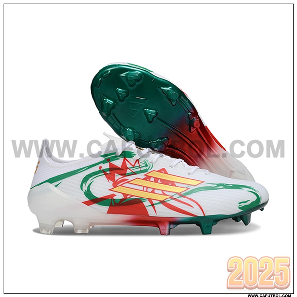 Adidas Botas De Fútbol F50 ELITE FG Blanco/Verde/Amarillo/Rojo