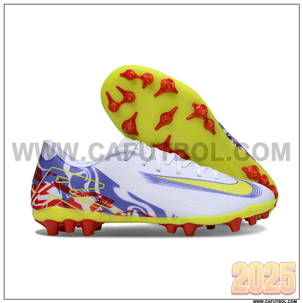 Nike Botas De Fútbol AIR ZOOM MERCURIAL VAPOR XVI ACADEMY X MBAPPE AG Blanco/Verde/Violeta/Rojo