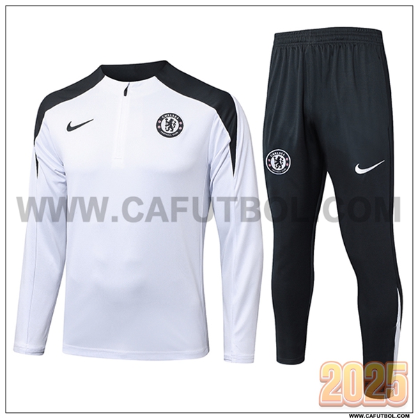Chandal de Futbol FC Chelsea Blanco/Negro 2025 2026