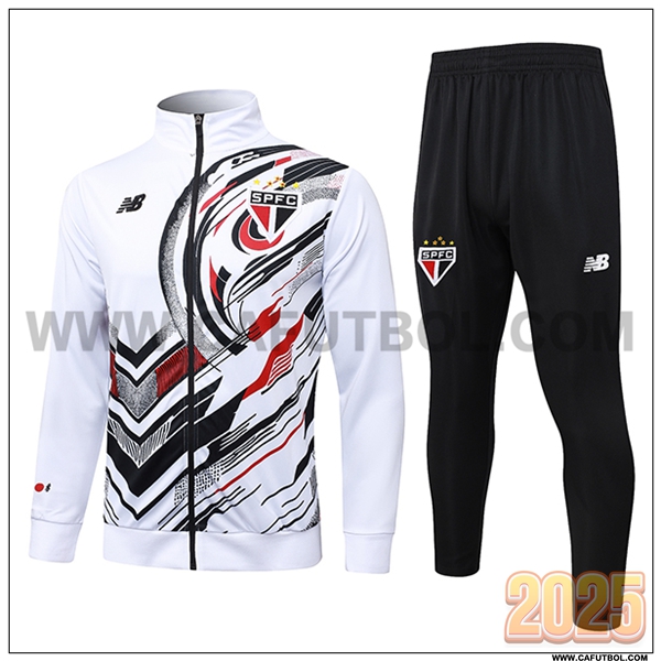 Chandal Chaquetas Futbol Sao Paulo FC Blanco/Negro/Rojo 2025 2026