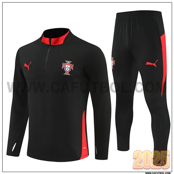 Chandal de Futbol Portugal Negro/Rojo 2025 2026